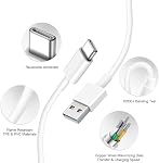 USB à USB C Jeu de câblodistribution [Certifié MFi] 5 Câble de chargeur de voiture Ft Carplay Compatible avec iPhone 16 15 15 Pro Max 15 Plus, iPad 10th Gen, iPad Air 5th/ 4th Gen,Mini 6th Gen 2-Pack