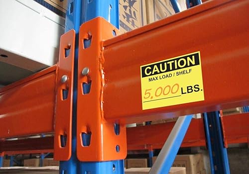 Miniatura 4 de 100 etiquetas de capacidad para estante de paletas, 3 x 4 pulgadas (3.000 x 4.000in) Precaución máxima cargaestante LBS, luz cruzada de seguridad