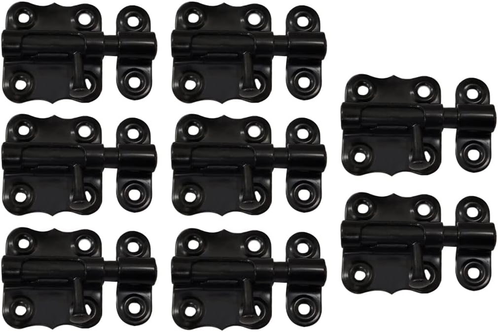 QCAA Deco Sliding Barrel Bolt Durable Steel Constuction, 2'', Black Coated, 8 Pack, Made in Taiwan