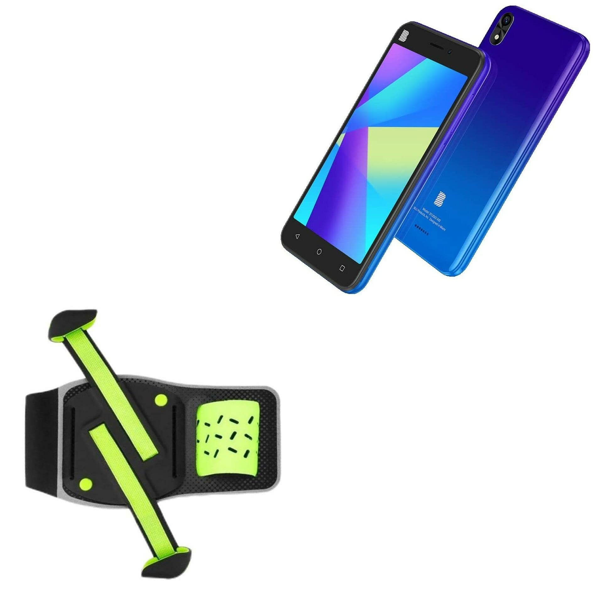 BoxWave Holster Compatible with BLU Studio X10 (2022) - FlexSport Armband, Adjustable Armband for Workout and Running - Stark Green