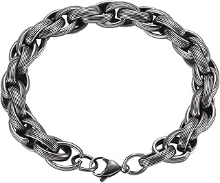 Pulsera de acero inoxidable para hombre, color plateado, 11 mm
