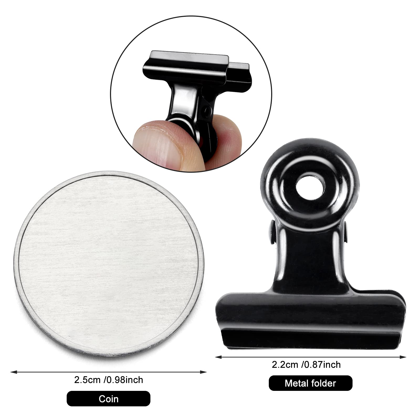 Molain 40 stuks bindmiddelclips, 22 mm, metalen scharnierclips voor voedselpakketten, mini-fotoklemmen, kleine papierklemmen, bindclips fotobestand papieren documentenclip voor thuis- en