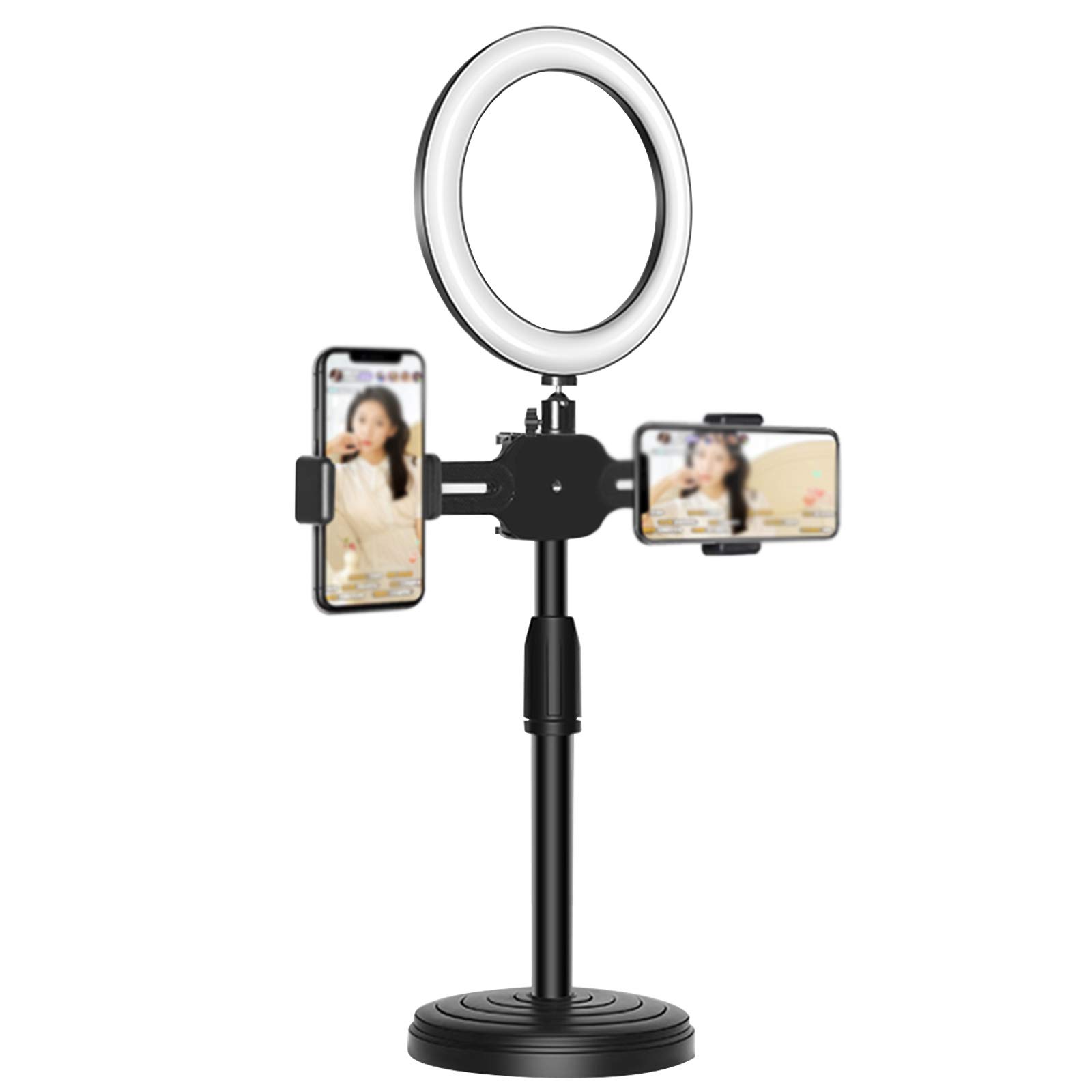 LXLTLB Base Móvil Universal Soporte con Luz de Relleno para Escritorio con Rotación De 360° Adecuado para Transmisión en Vivo por Teléfono Móvil O Tomar Fotos,Ordinary
