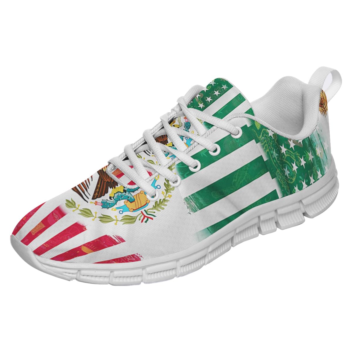 Mexican American Flag Shoes for Women Men Tennis Shoes 3D Print Fashion Running Sneakers