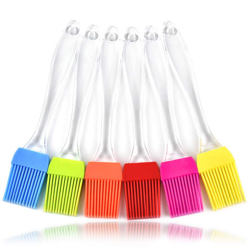 Starchef Kitchen Silicone Basting Pastry & BBQ Brushes Set- Flexible,Crystal Transparent Handle(6 Colors,6pcs)