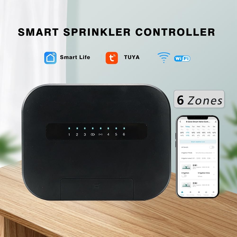 Telefono di Smart Sprinkler A 6 Zone con Telecomanda WiFi WiFi Wifi Funziona con Tuya Smart Life Eu Plug