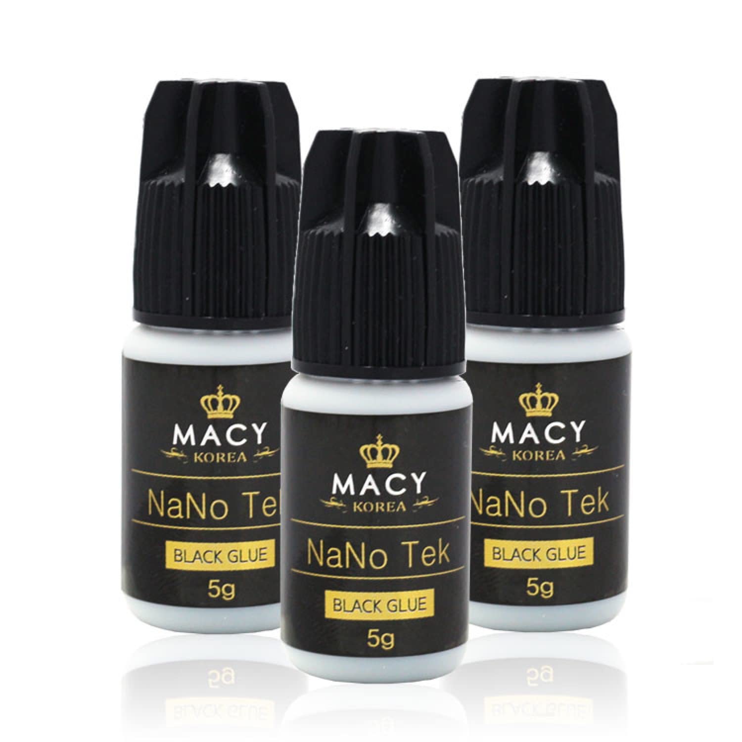 MACY Nanotek - Colla per ciglia finte, 5 ml, colore nero, tempo di asciugatura rapido di 1-2 secondi, durata adesivo di 6-7 settimane, per extension delle ciglia professionale
