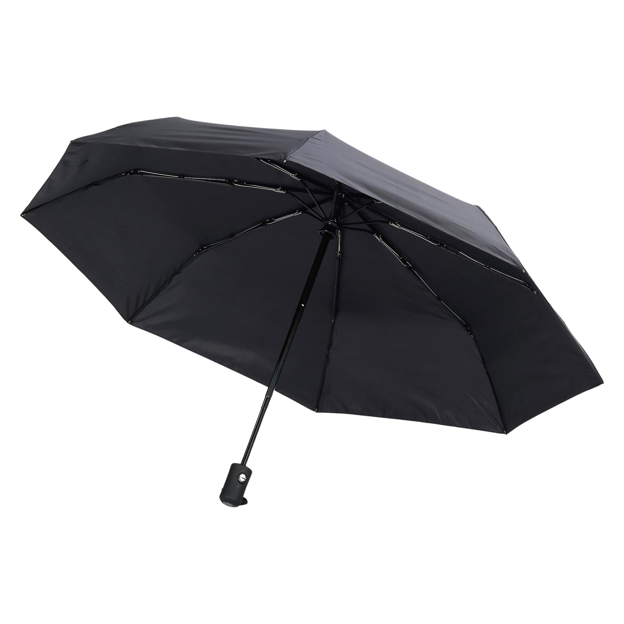 Eco Chic Solid Black Automatic Umbrella Windproof Strong Compact Folding Travel Umbrella (Solid Black)