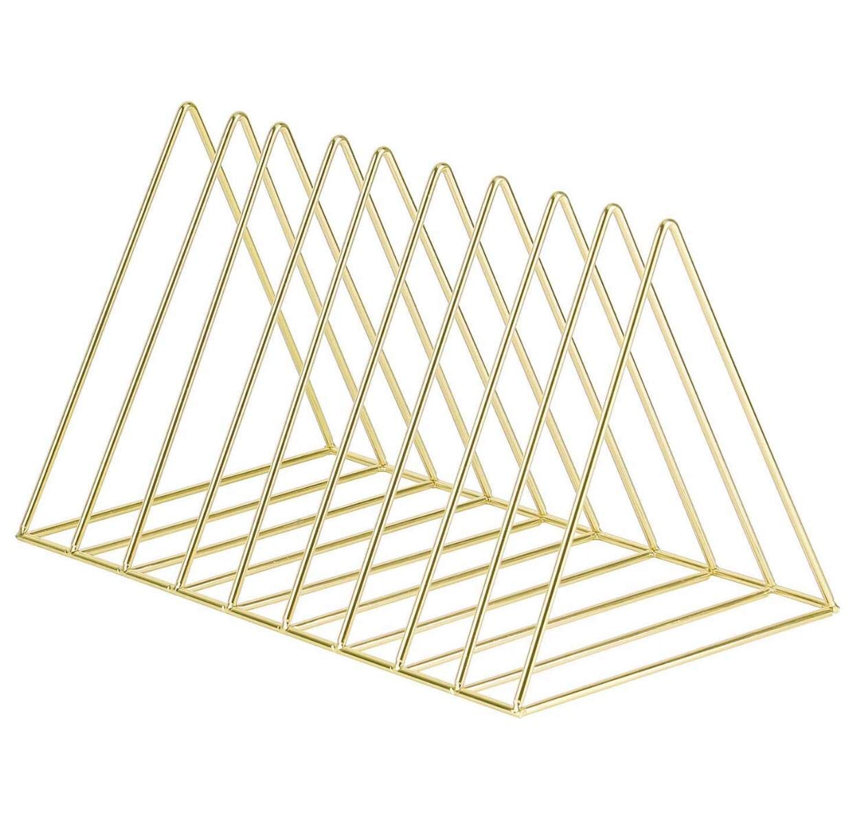 Pikify Magazine Holder, Desktop File Sorter Organizer, 8 Slot Triangle Shape (12.2" L X 7" W X 6.9" H) (Gold) 3