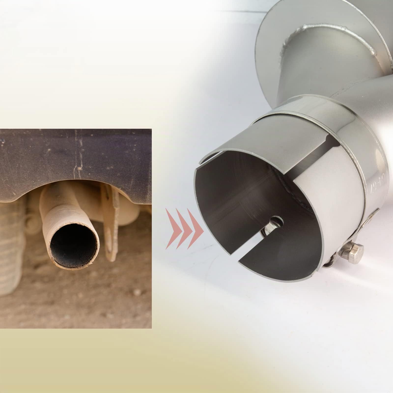 ingresso 2,5" uscita 3,5" Terminali di scarico in acciaio inox e gelo da 63 mm, con fori Auto End Silenziatore