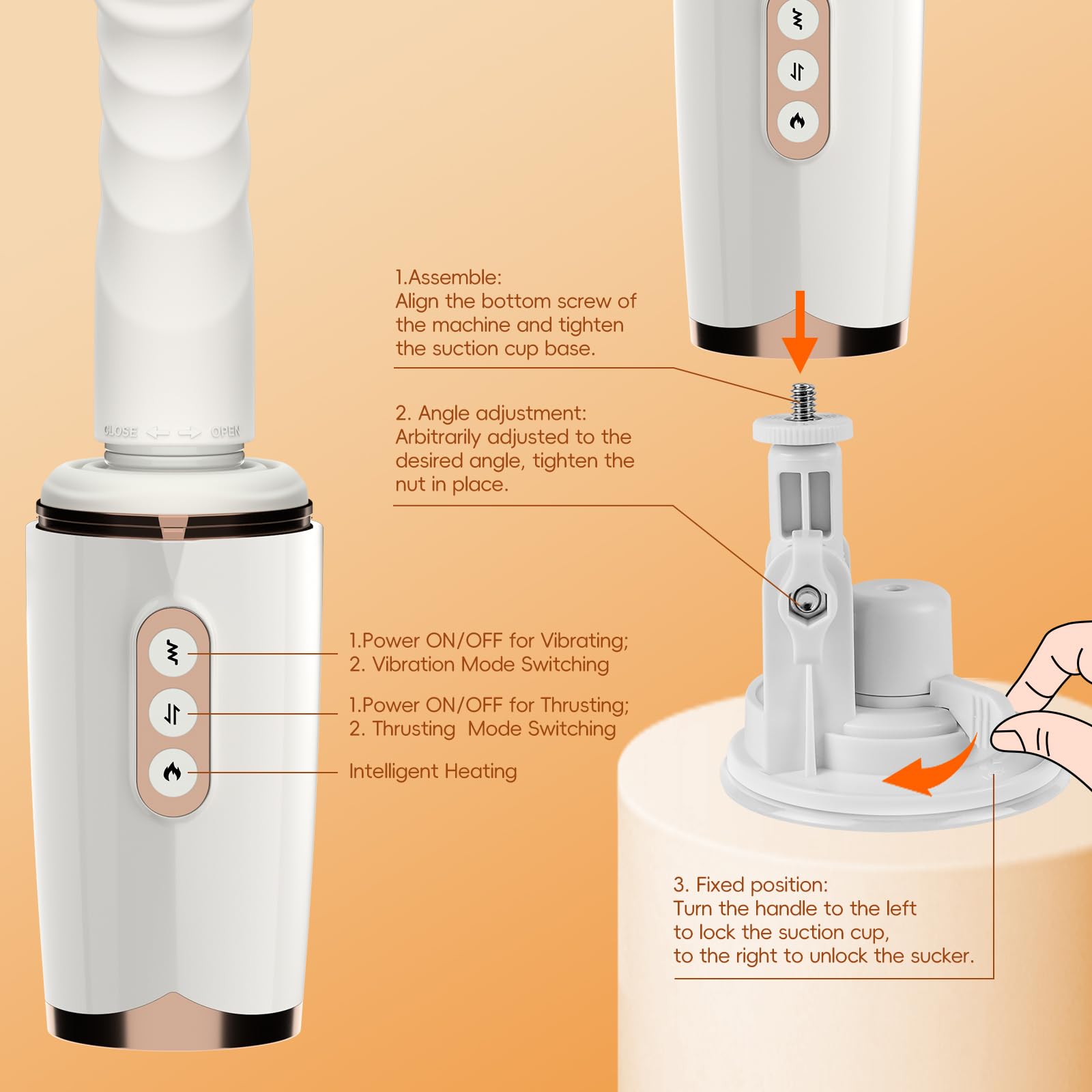Sex Machine Thrusting Dildo Vibrator Adult Sex Toys for Women Men G Spot Clitoral Anal Play, Dildo Machine Rotatable Switch 7 Vibrating Thrust Modes Smart Heating Big Suction Cup Anal Toys for Couple
