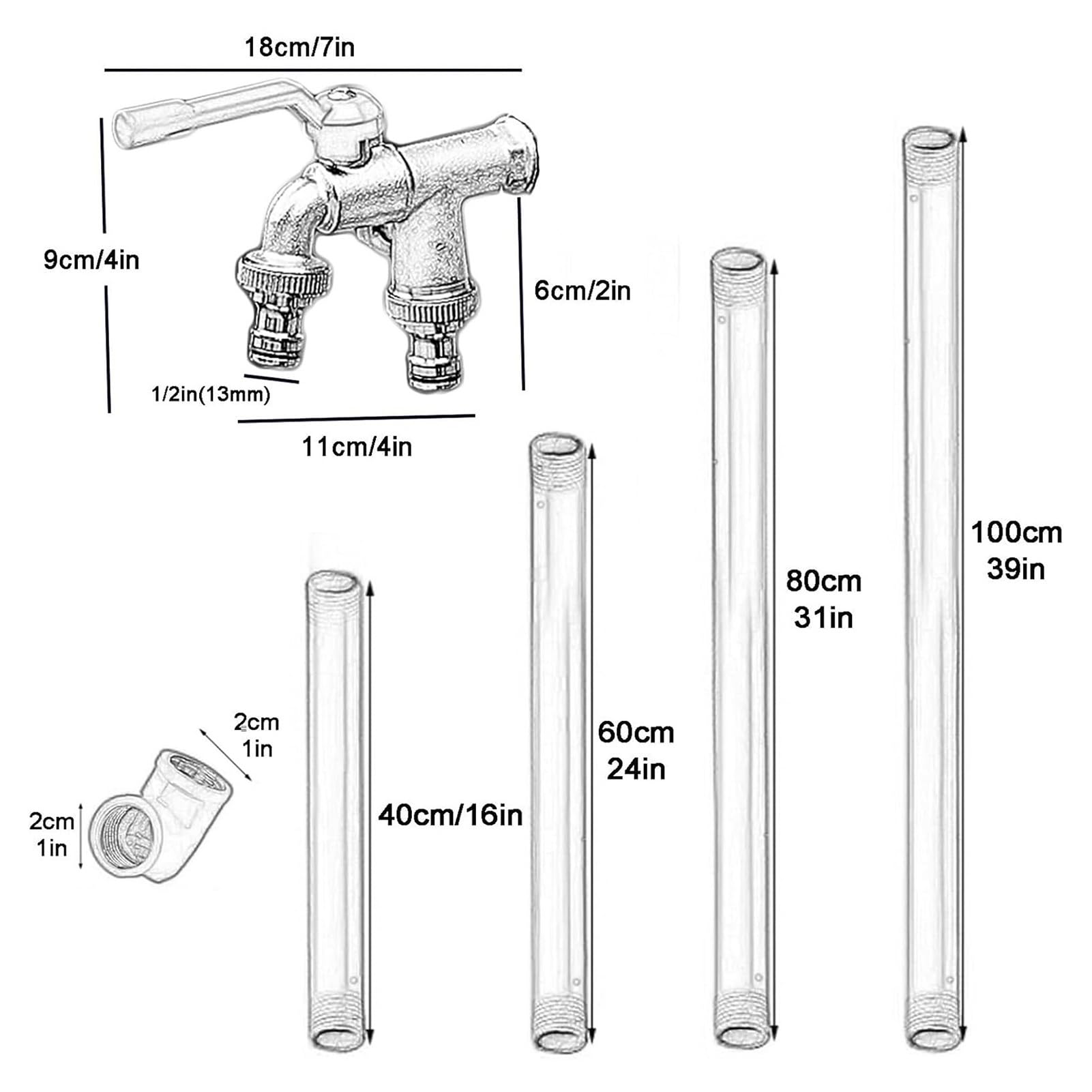 Columna de agua de acero inoxidable con grifo de fuente, hidrante al aire libre para dispensación de jardín y césped