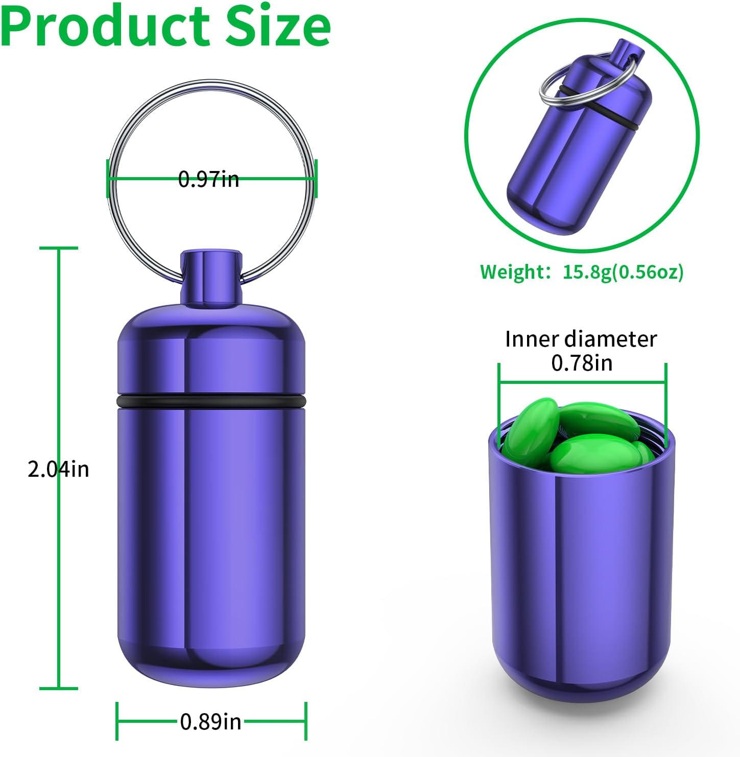 3 Pack Small Pill Box, Airtight Aluminum Alloy Pill Organizer Travel Pill Case for Purse (Grey+Purple+Pink)