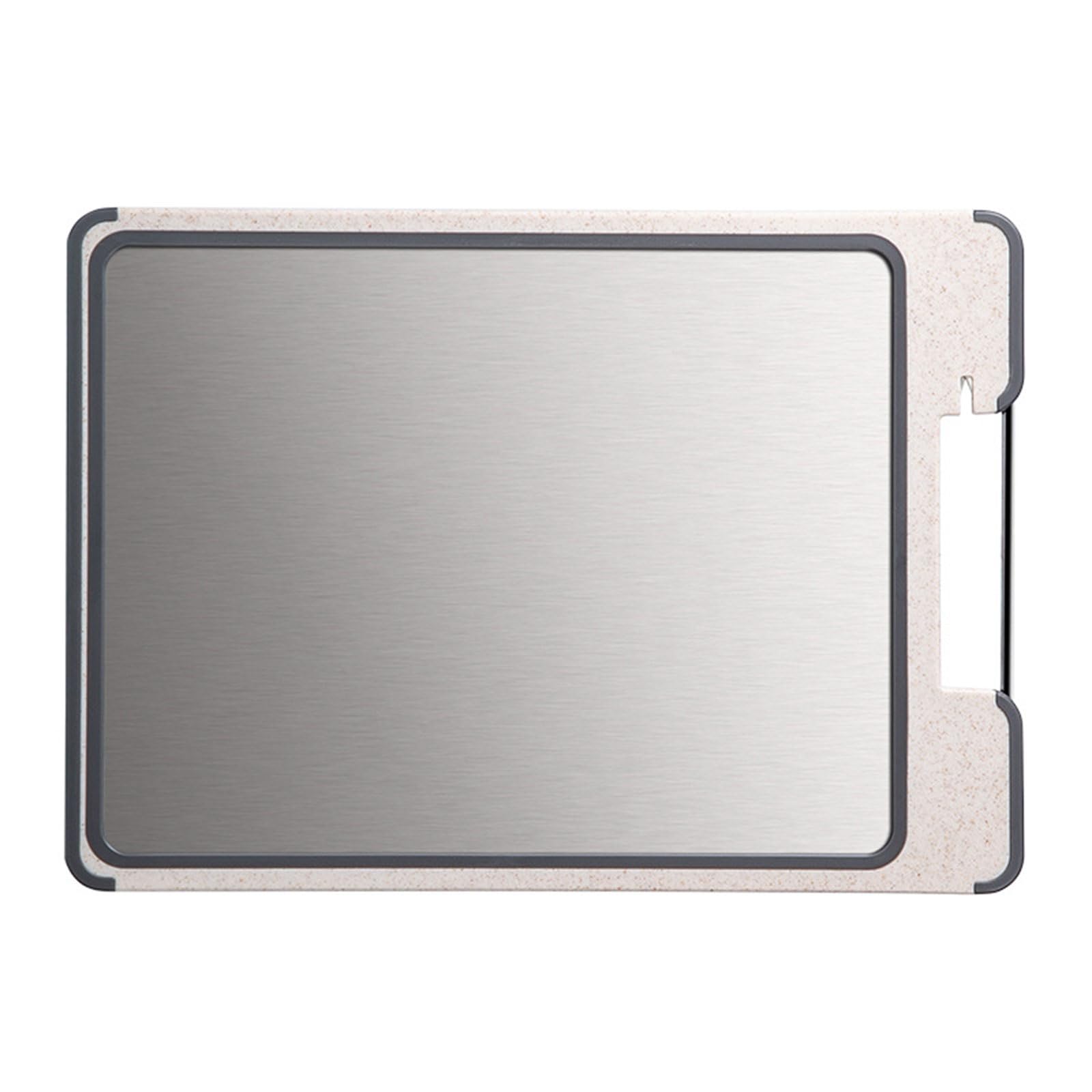 Qusinfc Sided Stainless Steel Cutting Board, Wheat Fiber Construction, Hygienic Grinding Design, for Kitchen Home Camping Double Sided Chopping Board
