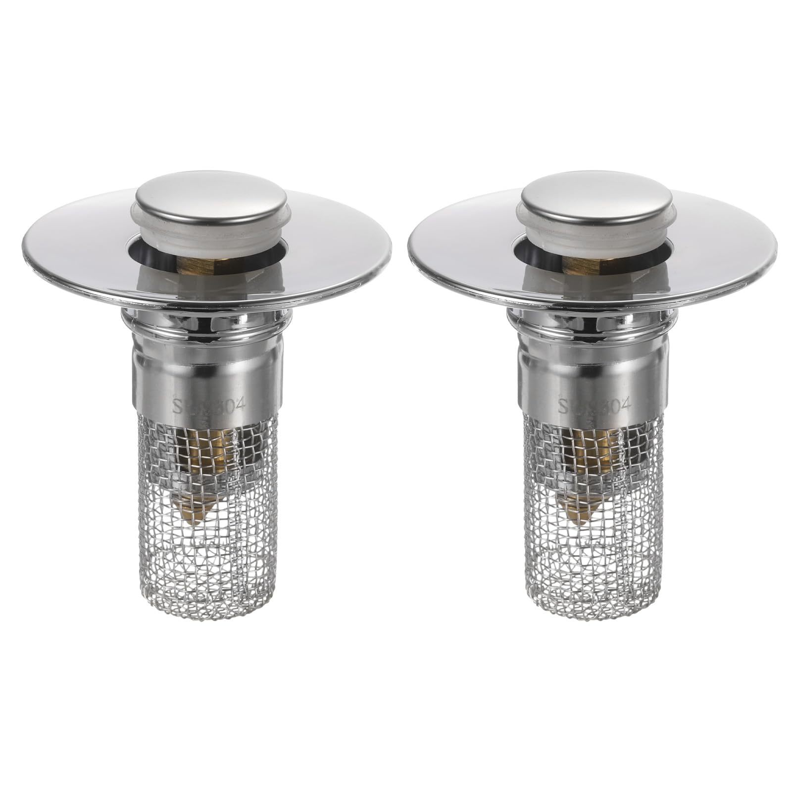 Bouchon d'évier de salle de bain avec panier filtrant inox lot de 2 pour trou 28-33mm
