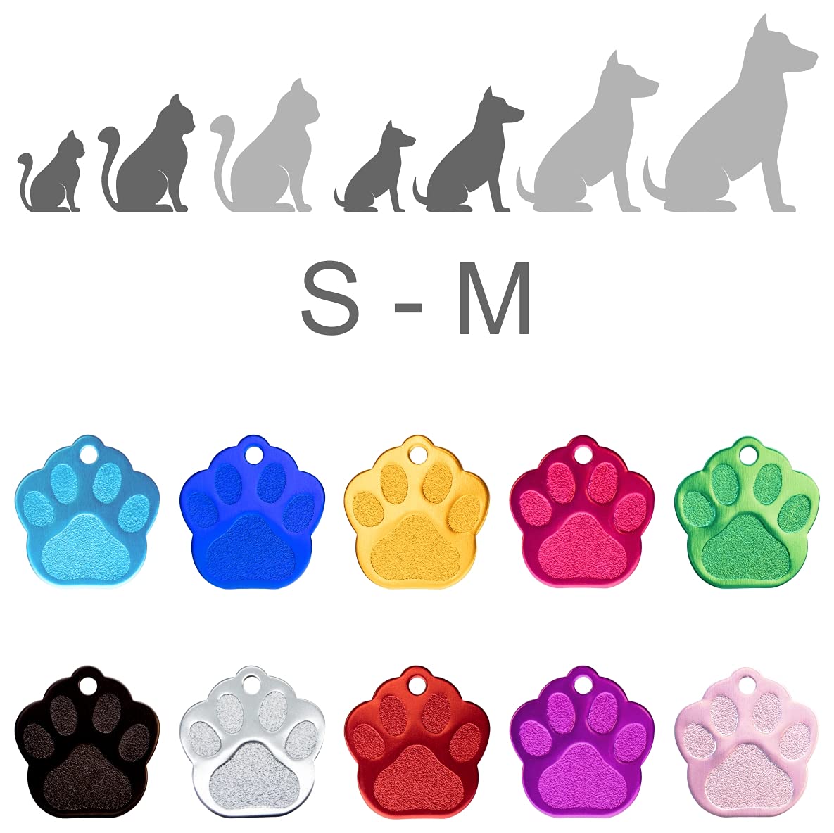 Medaglietta Per Cane A Forma Di Zampa Personalizzata - Alluminio Lucido Con Incisione - Foto 12