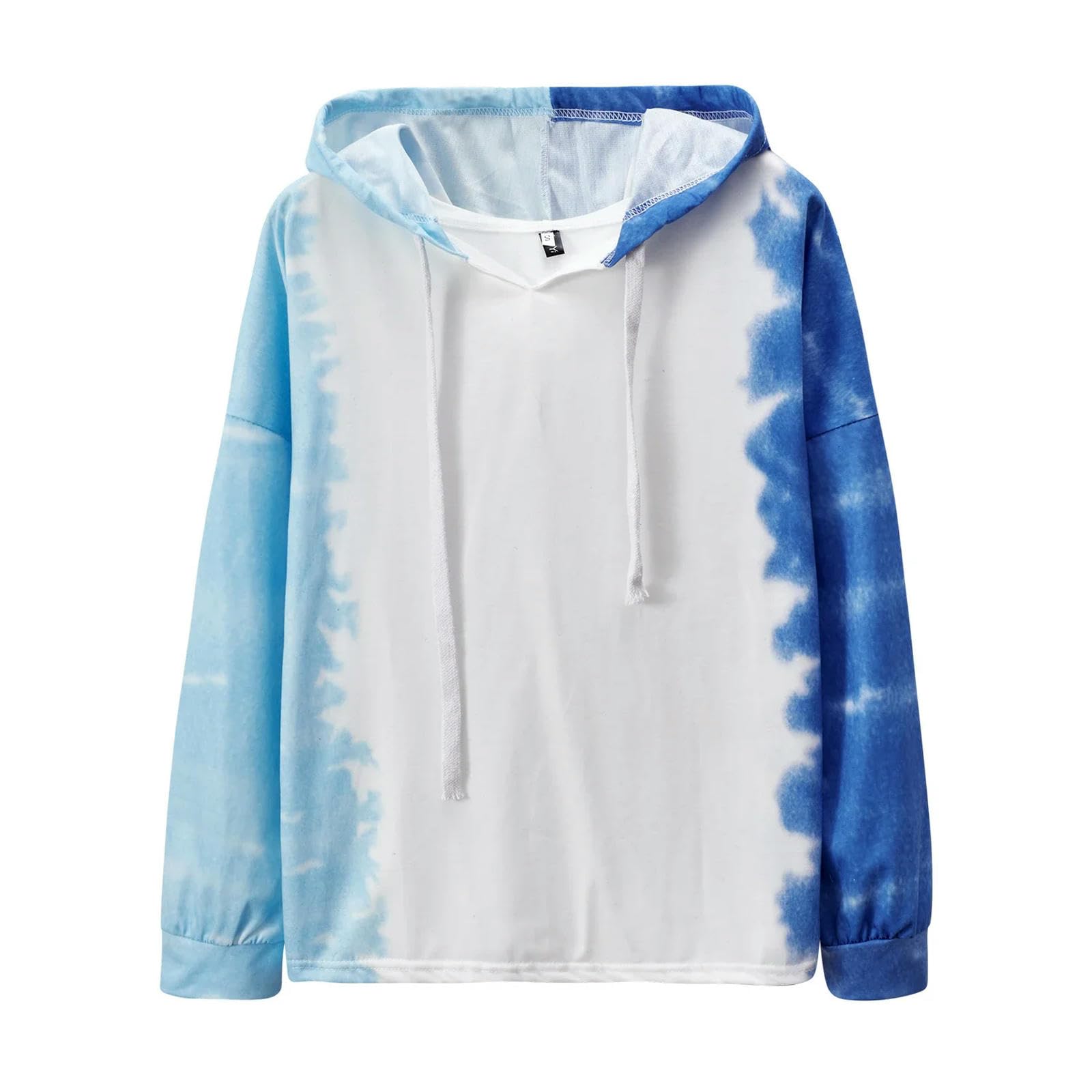 Sweat à capuche tie-dye femme dégradé de couleurs bleu ample M