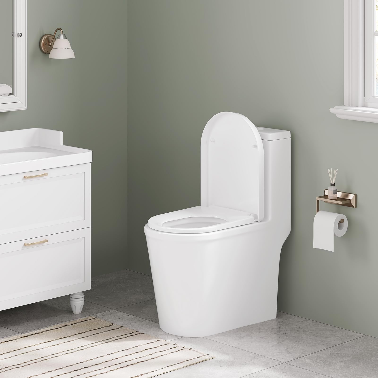 WOLTU Tapa de WC Asiento Inodoro Bisagra de Cierre Suave Instalar Rápida/Demontar Rápida, Plastico Blanco Forma de D