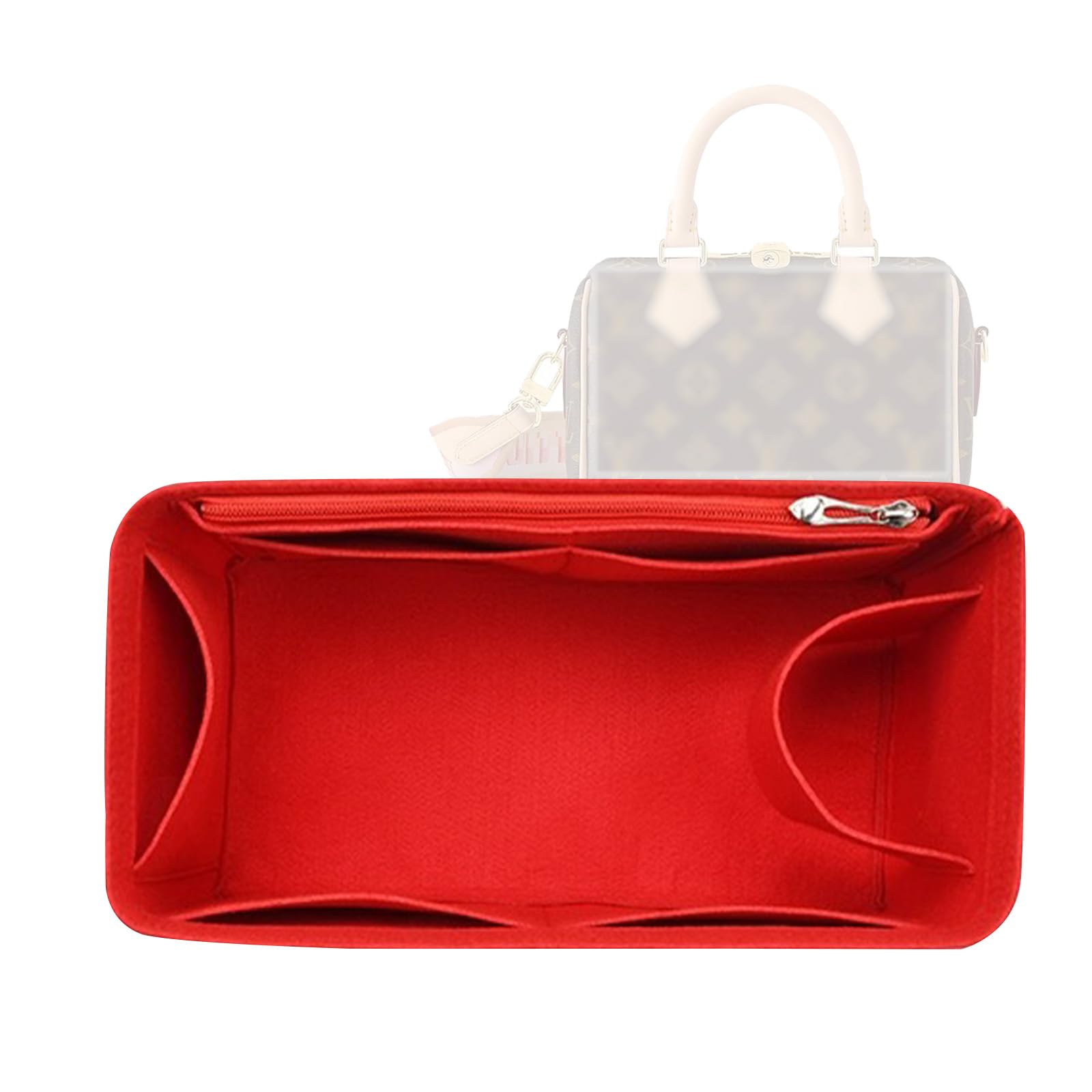 Lckaey Purse organizer for Speedy 25 HandBag protective insert Tote Bag and hand bag insert protectorY073red-M