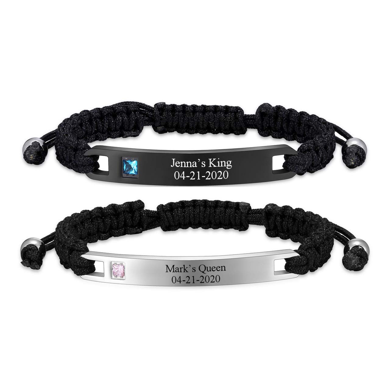 【unisex】Combination Bracelet (Black) Amazon.com: ZUYUSO Personalized 2pcs Couple Bracelets Custom