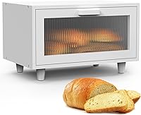 Vista 12 de Panera grande para encimera de cocina, panera de granja, contenedor de pan con soporte para pan con ventana