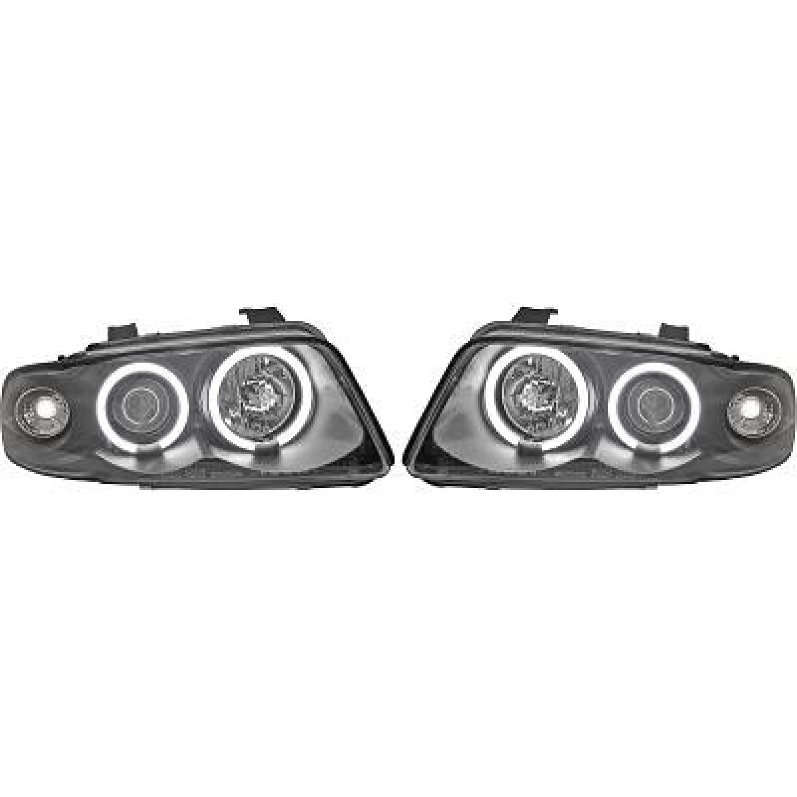 Juego de faros delanteros compatible con Audi A4 B5 H1 1995-1998 Halógeno