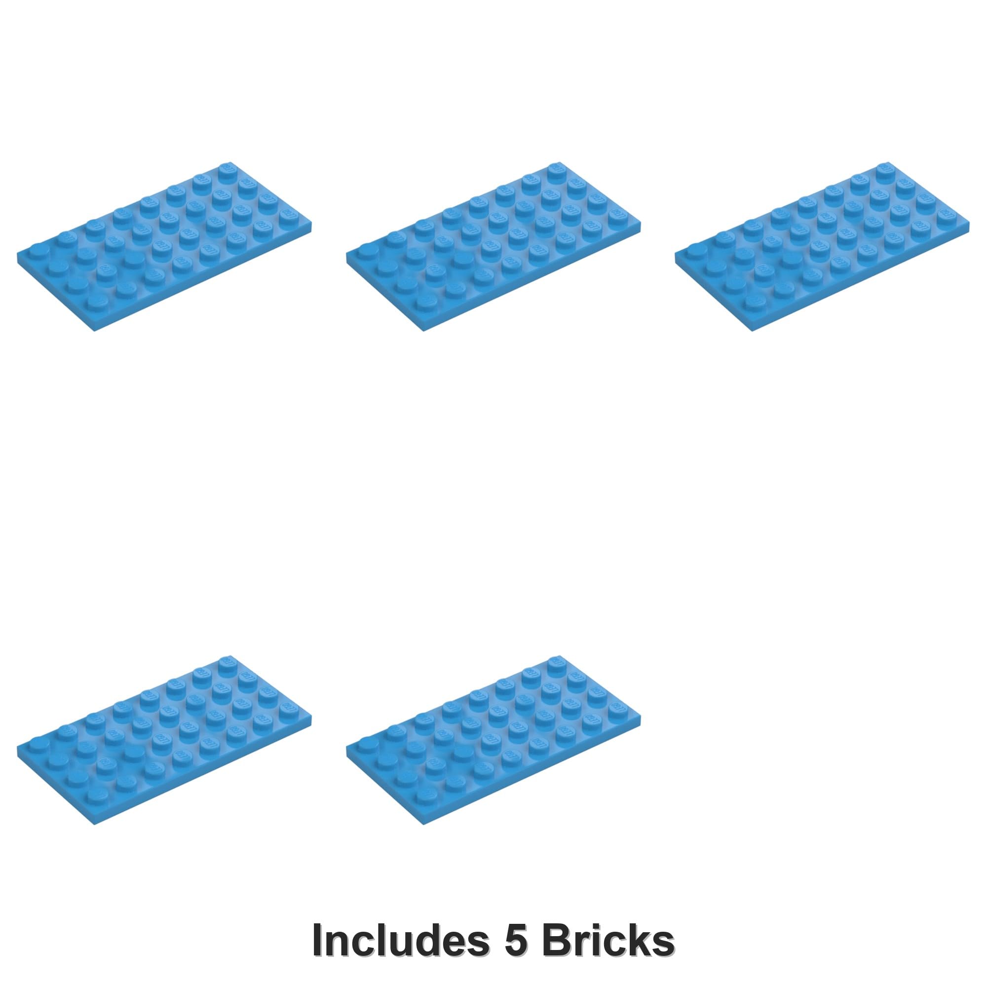 LEGO Plate Building Base 4 x 8, Part 3035 (Dark Azure, 5, Bricks), Multicoloured, Standard - Image 2