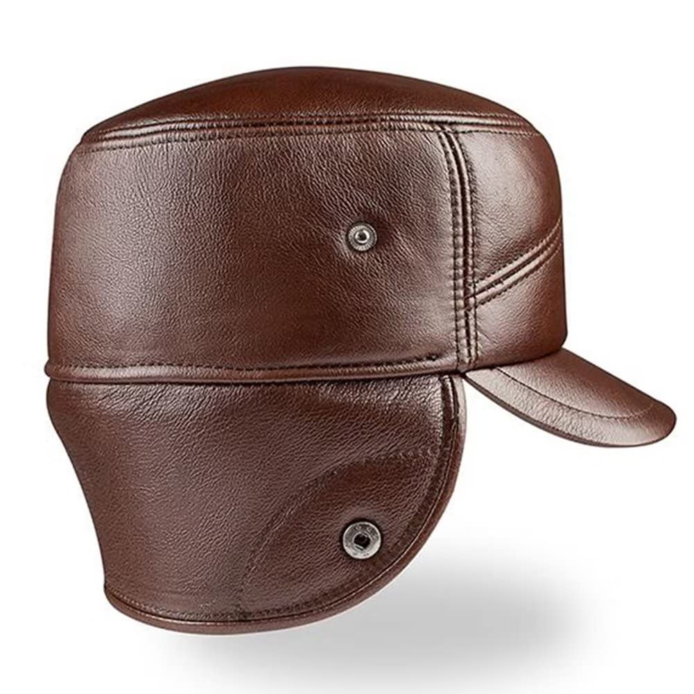 Cappello da Uomo Invernale Antivento Cappello Caldo Cappello da Donna Russo paraorecchie Cappello Invernale da Sci Berretto Finto Cappelli Berretto da Baseball in Pelle con VI,B-L