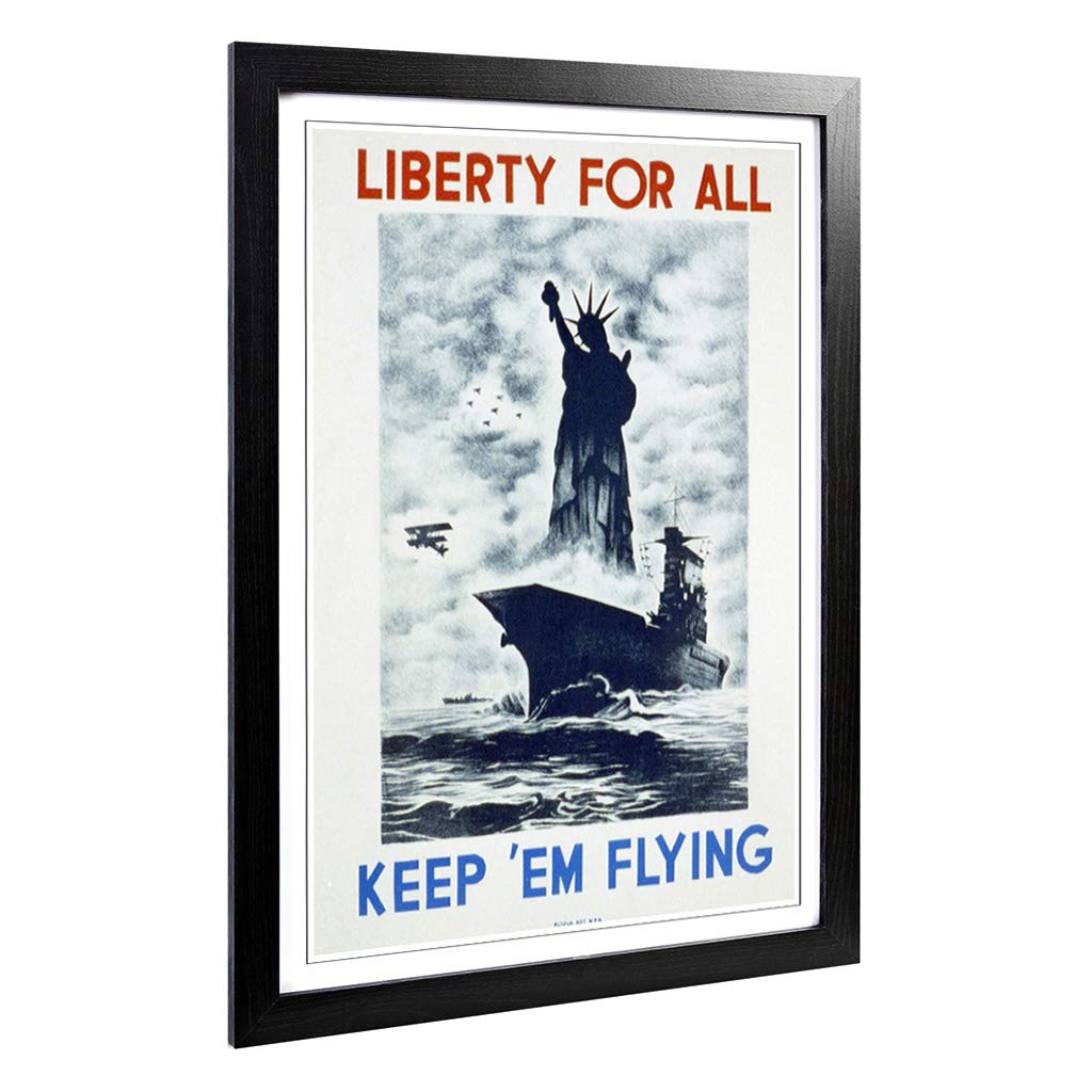 Big Box Art Framed Print of Vintage WPA Poster Liberty Design | Wall Art Picture | Home Decor for Kitchen, Living Room, Bedroom, Hallway, Black, A2 / 24.5x18 Inch / 62x45cm
