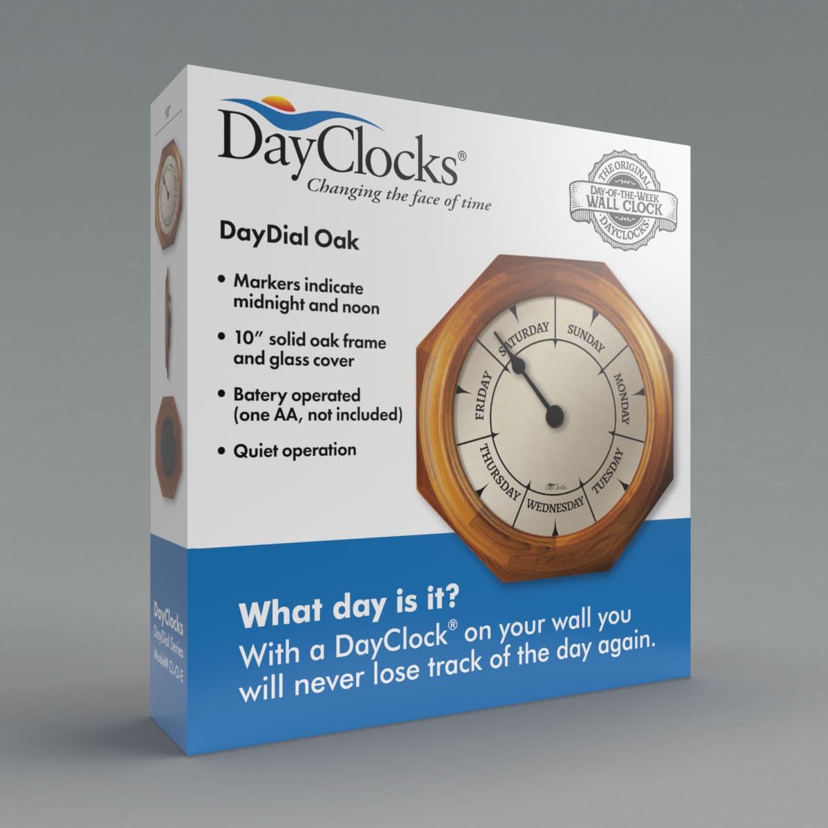 Classic Day of The Week Wall Clock - 10" Solid Oak Wood Frame, Ideal Retirement Gift for Men and Women, Day Clock for Seniors and Retirees
