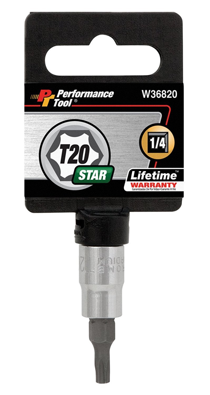 Performance Tool W36820 T20 Star Bit Socket, 1/4-Inch Drive