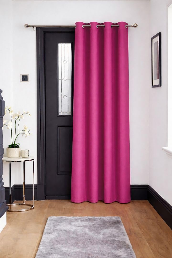John Aird Blackout Curtains Thermal Energy Saving Eyelet Curtains for Bedroom & Living Room Including Tie Backs (Fuchsia, Door Panel W 52" x L 84" (1 Panel) — image 1