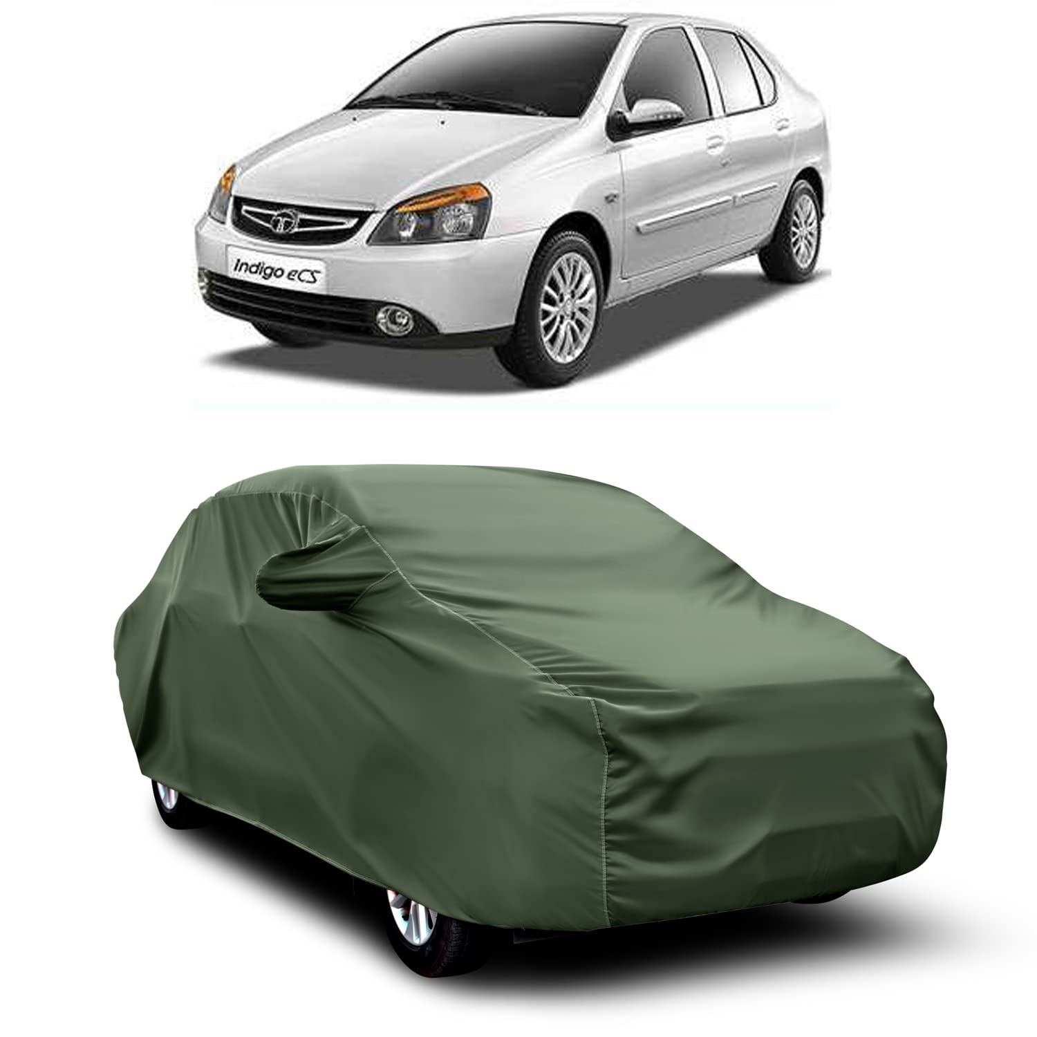 AOSIS® 100% Waterproof Car Body Cover Compatible with Tata Indigo ECS with Mirror Pocket | 3 Layered Thick Fabric | 100% Rain Proof | Weather Proof | Dust Proof (Olive Green)-image-47
