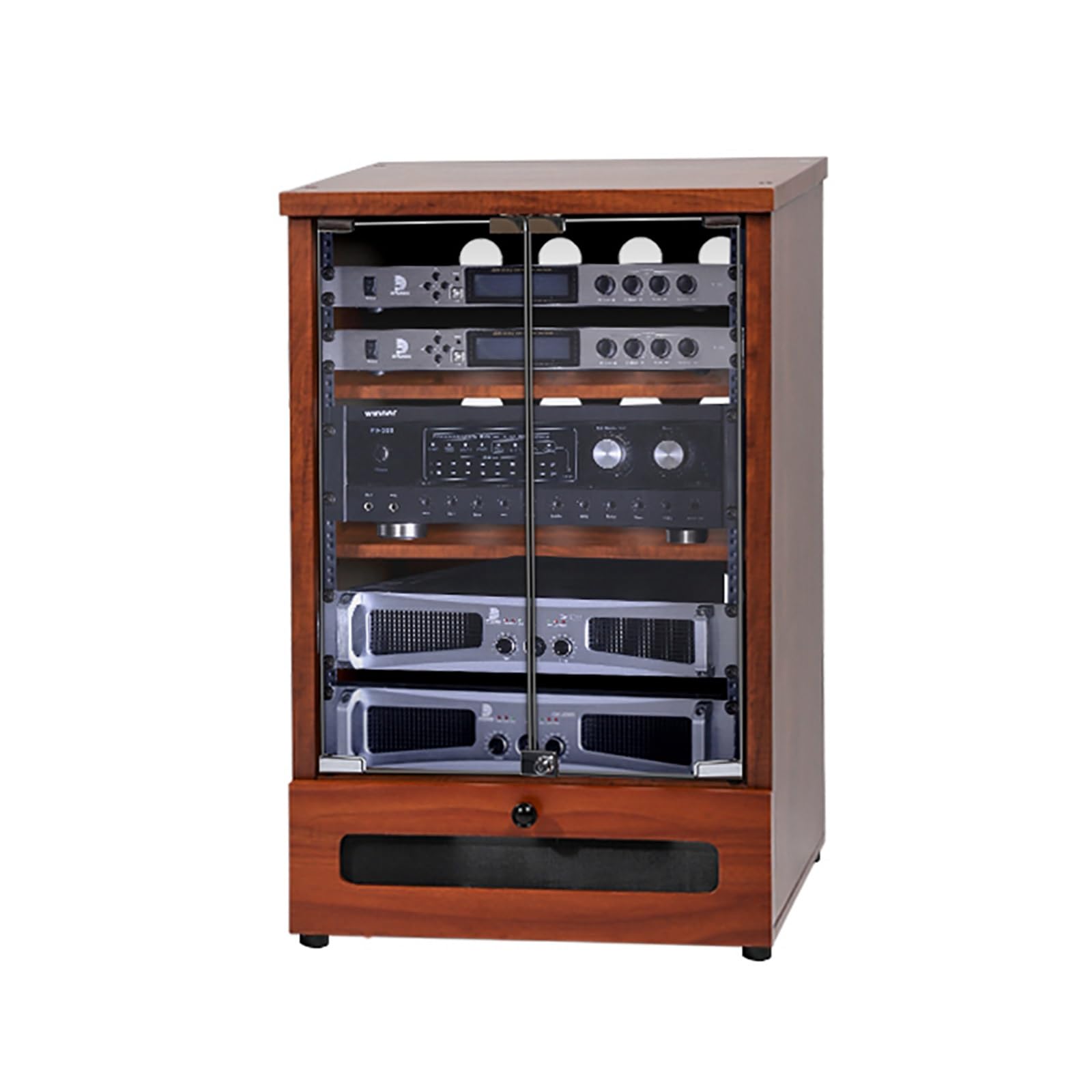 Generico Mobiletto multimediale in Legno e Supporto Stereo - Elegante scaffale per Giradischi con Torre Audio (57x55x90 cm) - Perfetto per l'home Theater e per riporre la Collezione di vinili