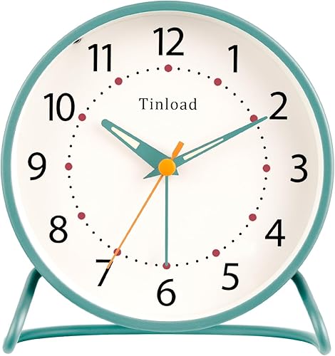 Reloj despertador analógico retro antiguo de 4.5 pulgadas, pequeño reloj de escritorio silencioso con luz manual, repetición, para sala de estar,