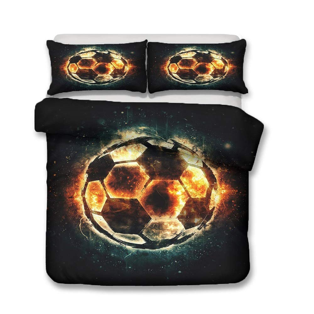 Housse de couette football 3D 135x210 cm avec sa taie d'oreiller pour lit une personne
