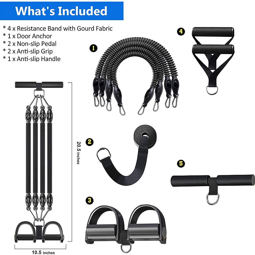 Fitness Gummibänder Multifunktional 4 Schläuche Latex Zugseil Expander Workout Pedal Sportgeräte Widerstandsbänder Home Gym
