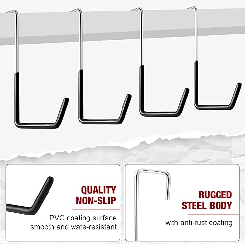 Miniatura 3 de Zonon 24 ganchos grandes en forma de S, ganchos recubiertos de vinilo resistente para garaje, bicicleta, revestimiento antideslizante, organizador