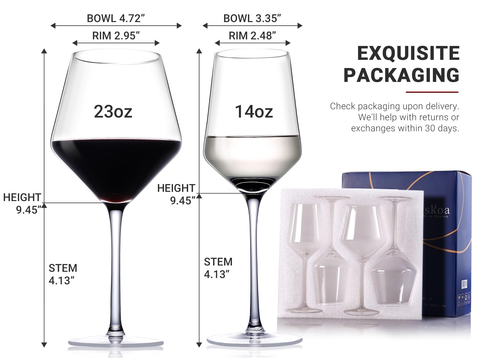 Physkoa Rot- und Weißweingläser mit Korkenzieher, mundgeblasene Kristallgläser, 652 ml, 400 ml, große burgunderrote Gläser, Hochzeit, Einweihung, Weihnachten, Muttertag, Geschenk, 4 Stück