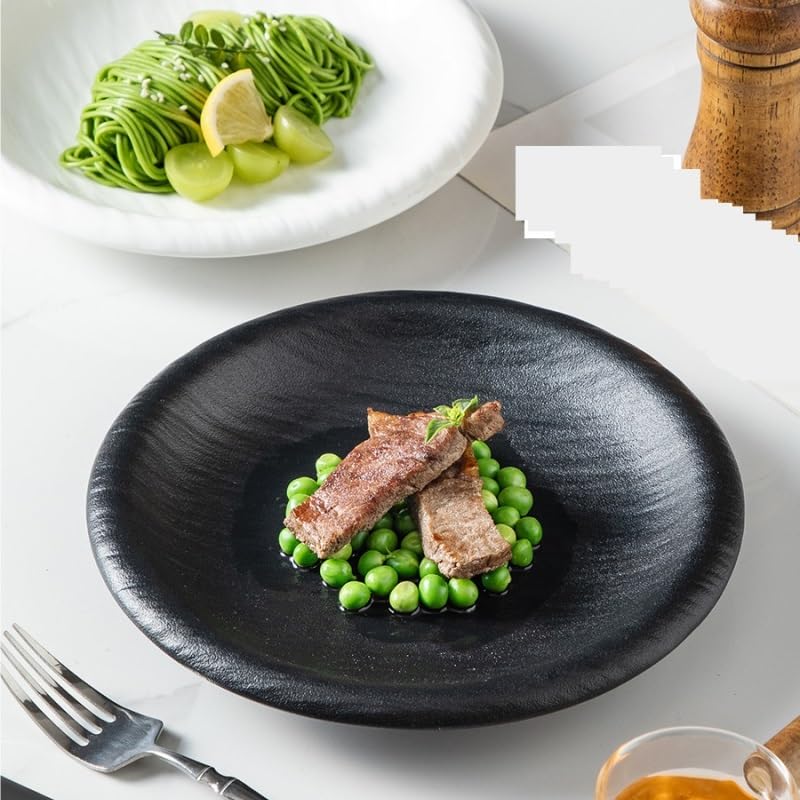 Assiette Assiette à dîner en céramique de style japonais, assiette à dîner de style ménager, assiette à soupe en céramique à motif de pierre blanche, assiette creuse, vaisselle, assiette à salade Vais