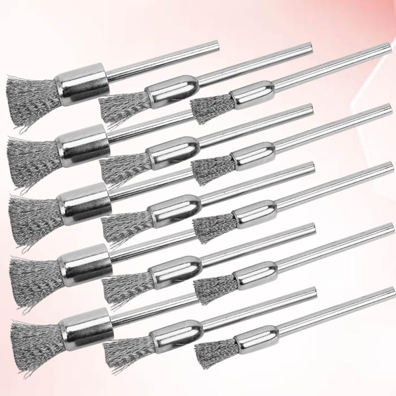 Image of 15Pcs Wire End Brush, Crimped End, Pen Shape Wire Wire Brush for Drill Attachment Wire Brush Wheel for Drill Metal Brush Drill Bits Shank for Paint-Surface