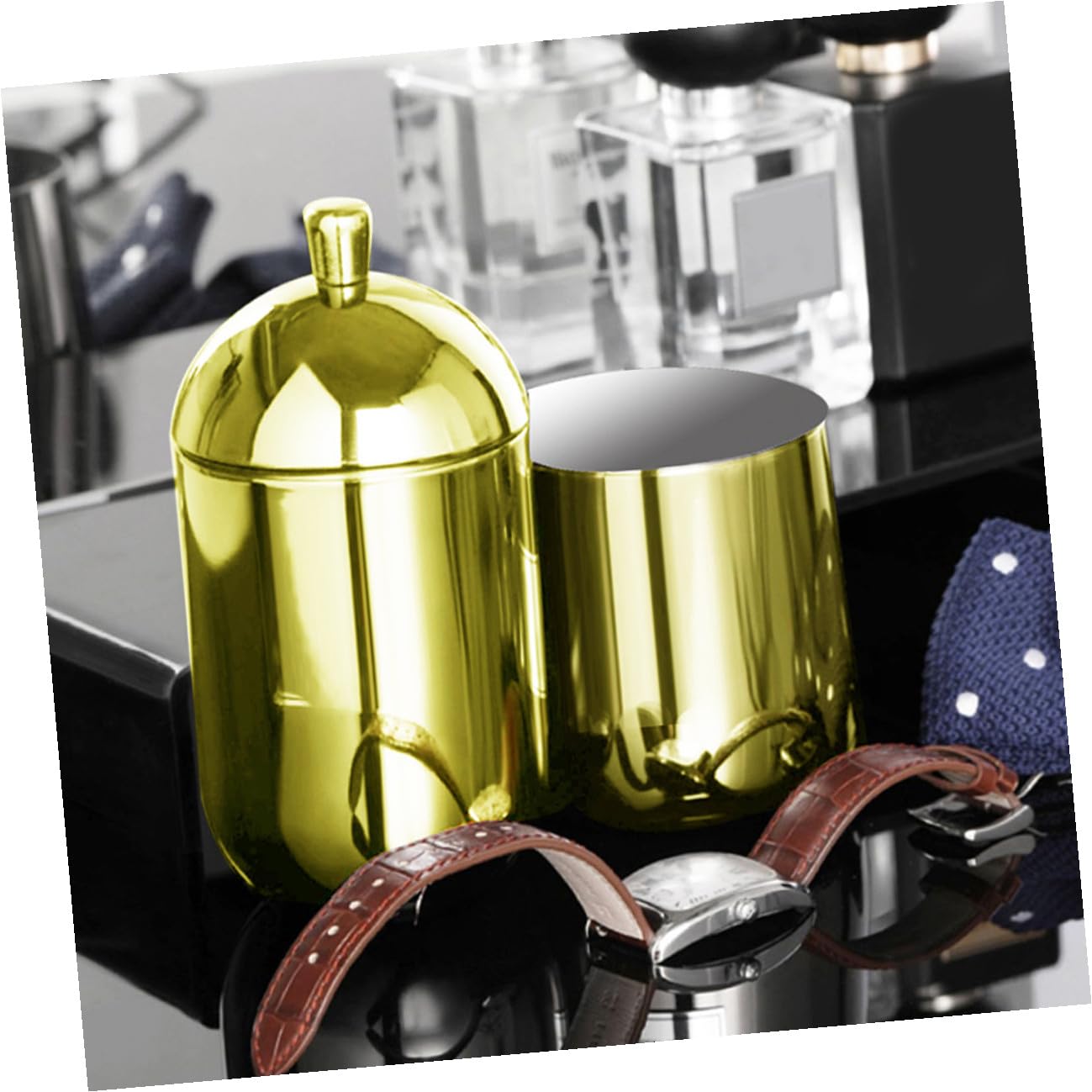 Veemoon Botella Difusora Recargable de Acero Inoxidable Dorado con Tapa Elegante para Aromaterapia y Decoración de Hogar y Oficina