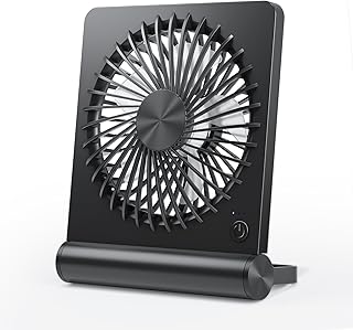 Hinersound Desk Fan - Usb Desk Fan With 2000mAh USB Rechargeable Battery, 4-20Hrs Working Small Desk Fan, Quiet Table Fan,Portable Cooling Fans for Desk,Table,Office,Outdoor (Black)