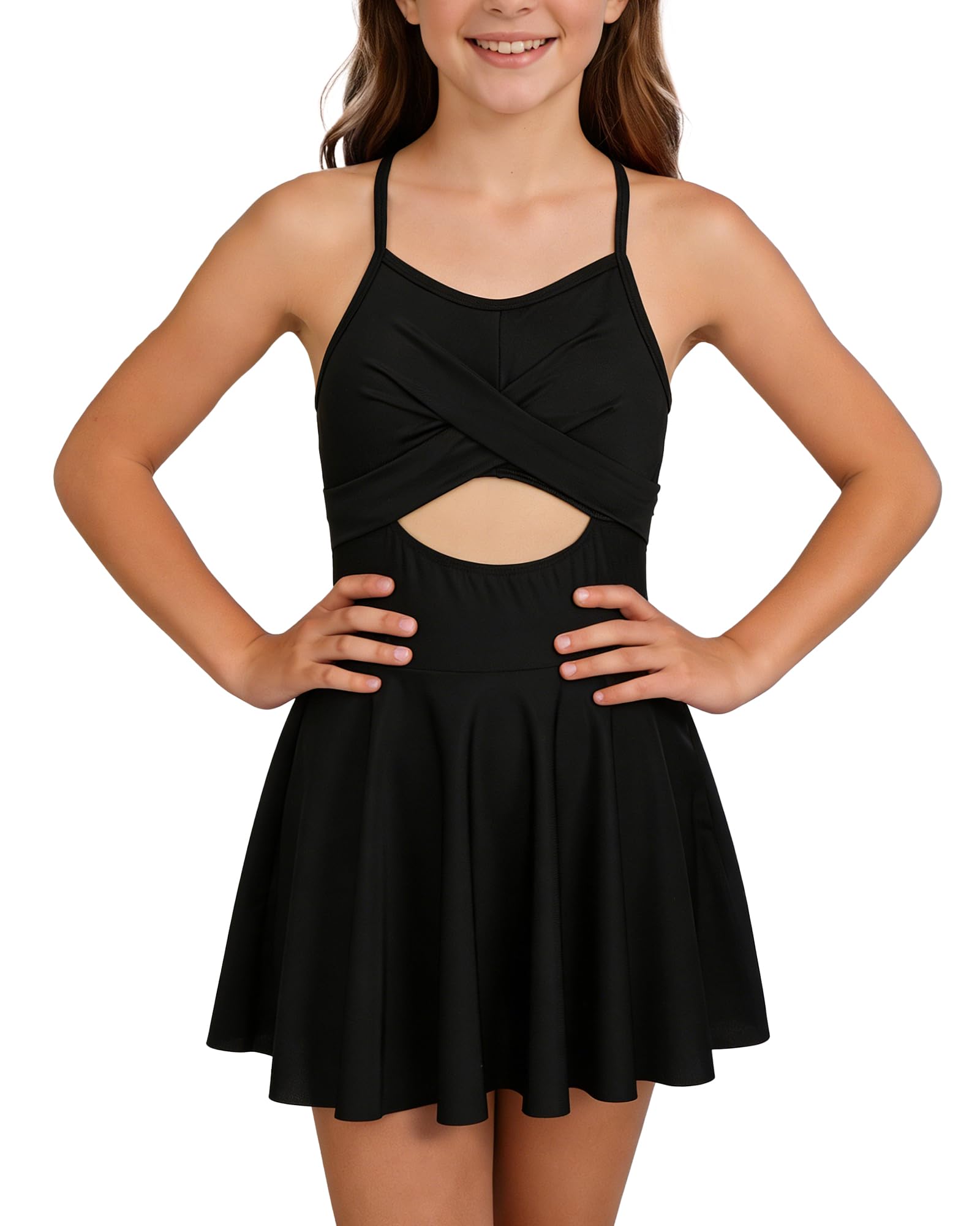 Happy Cherry - Maillot de Bain Une Pièce Fille Ados Été Vêtements de Plage Filles Enfant Bretelles Réglables pour Natation Surf Vacance - 9-16 Ans