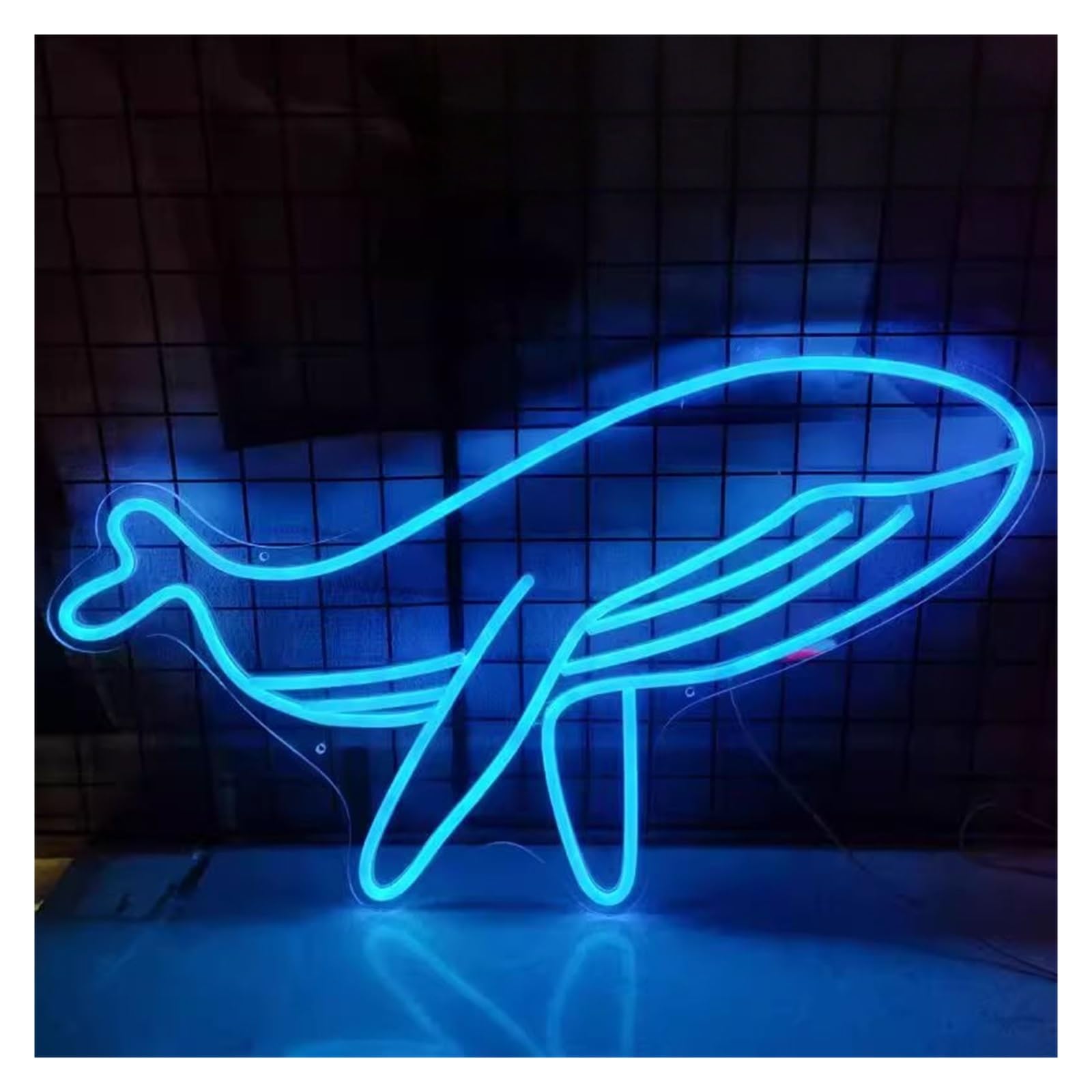 LED néon signe Enseigne Au Néon Avec Variateur D'intensité, Motif Animal Océanique, Baleine, Poisson, Pour Fête, Magasin, Chambre D'enfant, Café, Décoration Murale, 55x36cm