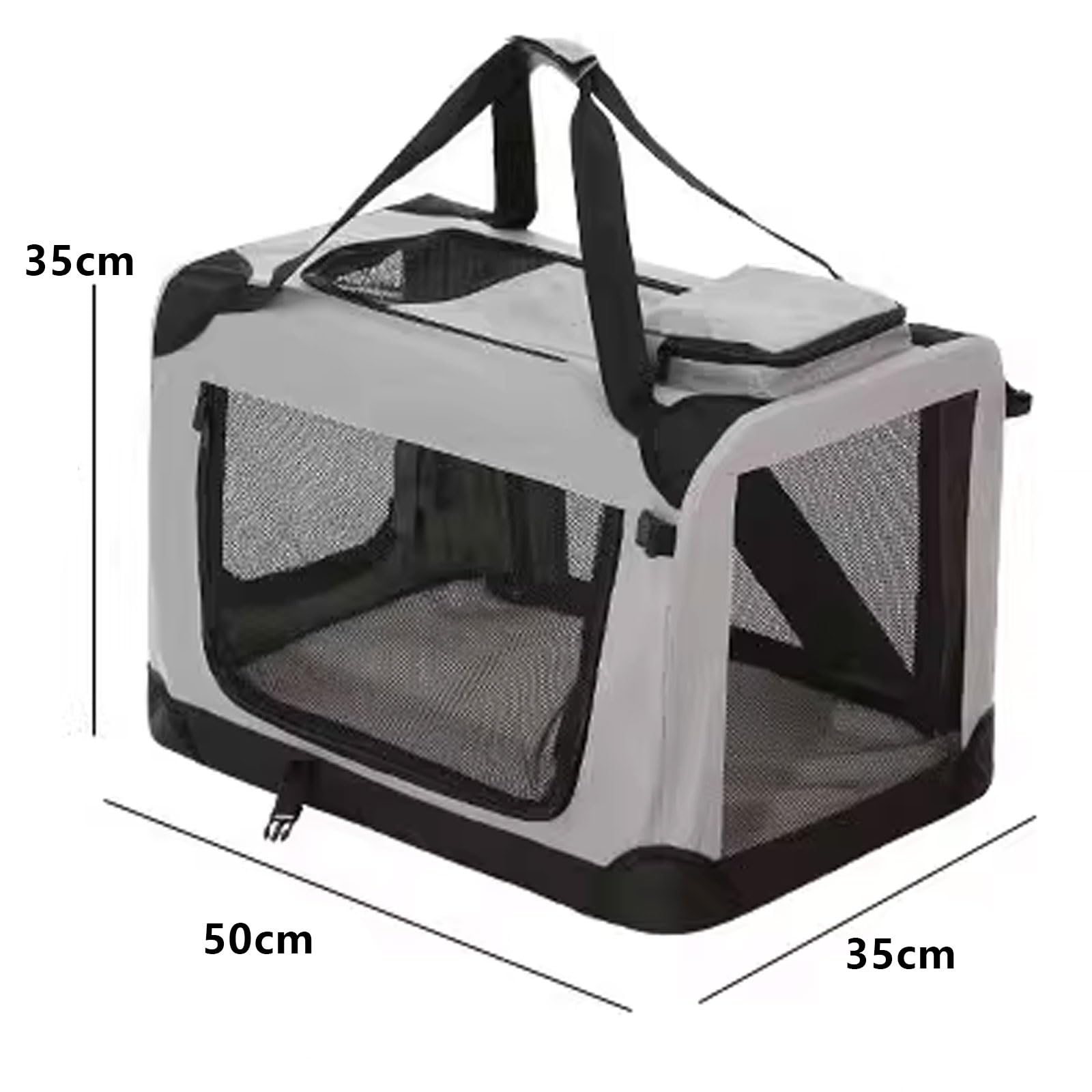 Transportin Perro Coche Transportín Gato Transpirable Plegable Estructura De Tubo De Acero Oxford Incluye Cojín Inferior Y Asas De Transporte (White,50 * 35 * 35cm)