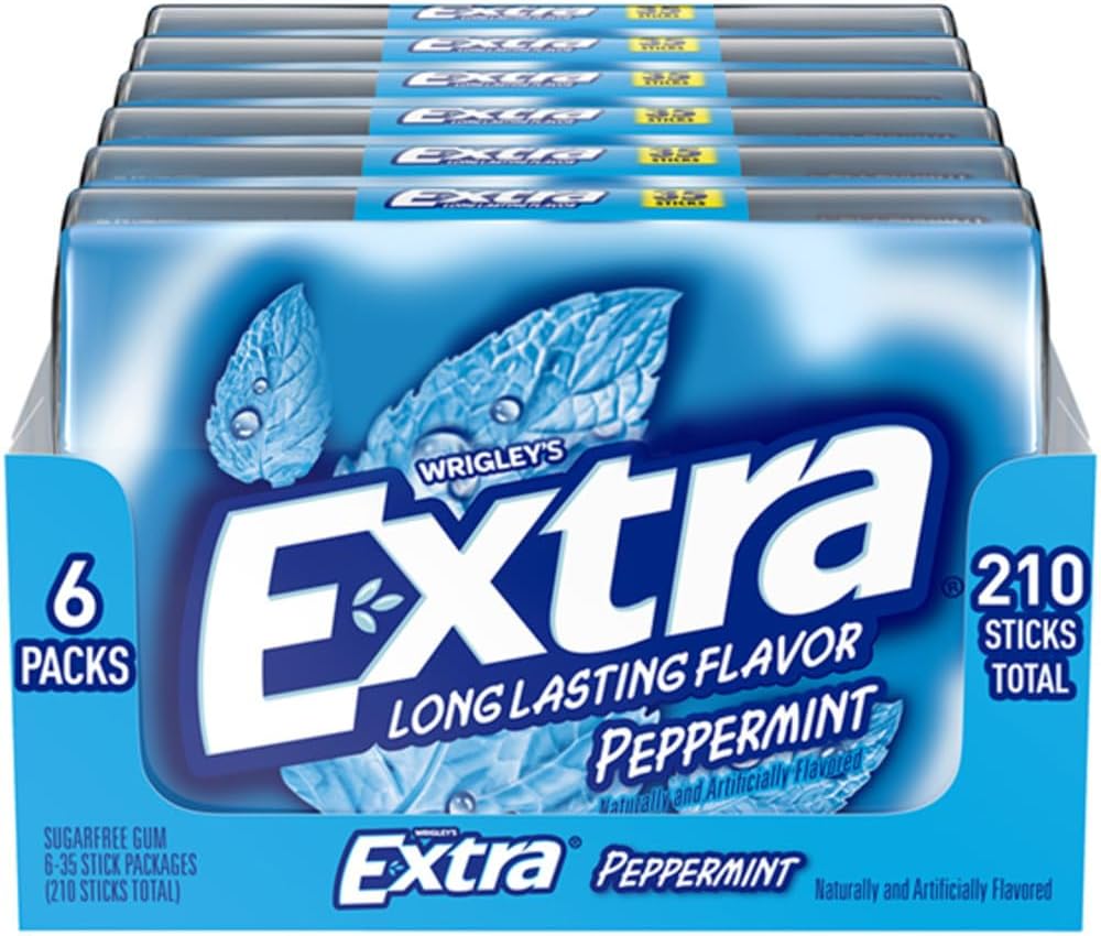 EXTRA Peppermint Sugar Free Chewing Gum Travel Essentials Mega Pack of Mint Refreshing Bulk Gum, 35-Stick Pack