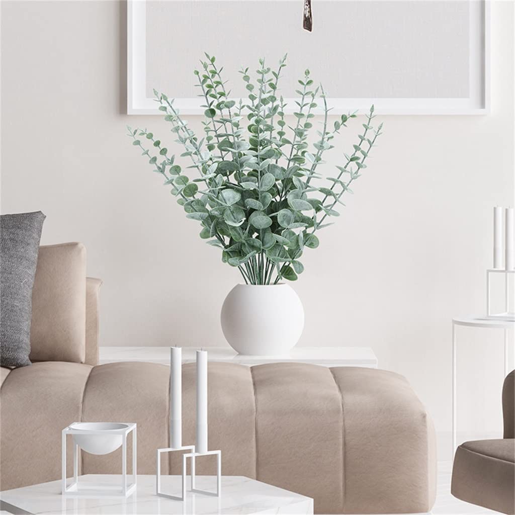 RWRAPS Piante Artificiali Foglie di eucalipto in plastica Ramo Verde Decorazioni per Il Giardino di casa Fiori Finti (Come Mostra Talla ?nica)