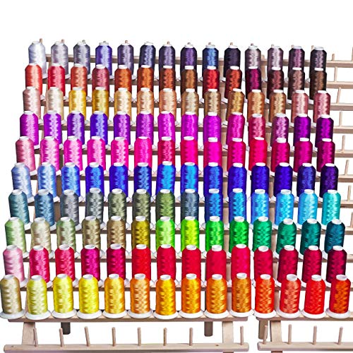 Set Premium de 140 conos de hilo de bordar para máquina de poliéster con rack, backing y bobina miniatura 1