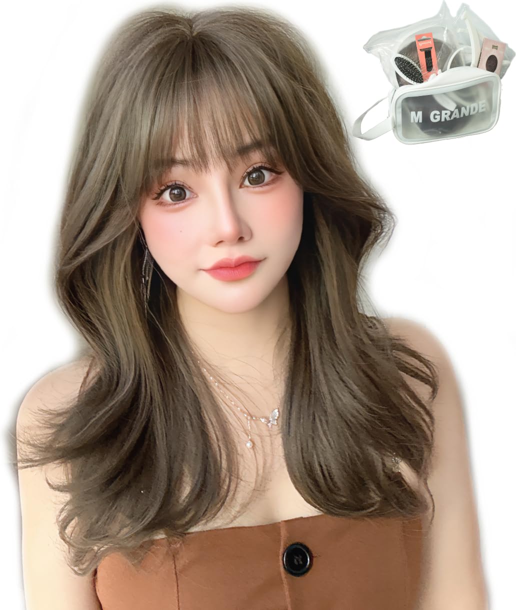 MGRANDE wig premium line 【 active top stylist produce 】 6 items set inner color line women's original wig semi-long small face effect（Seoul gray ash
